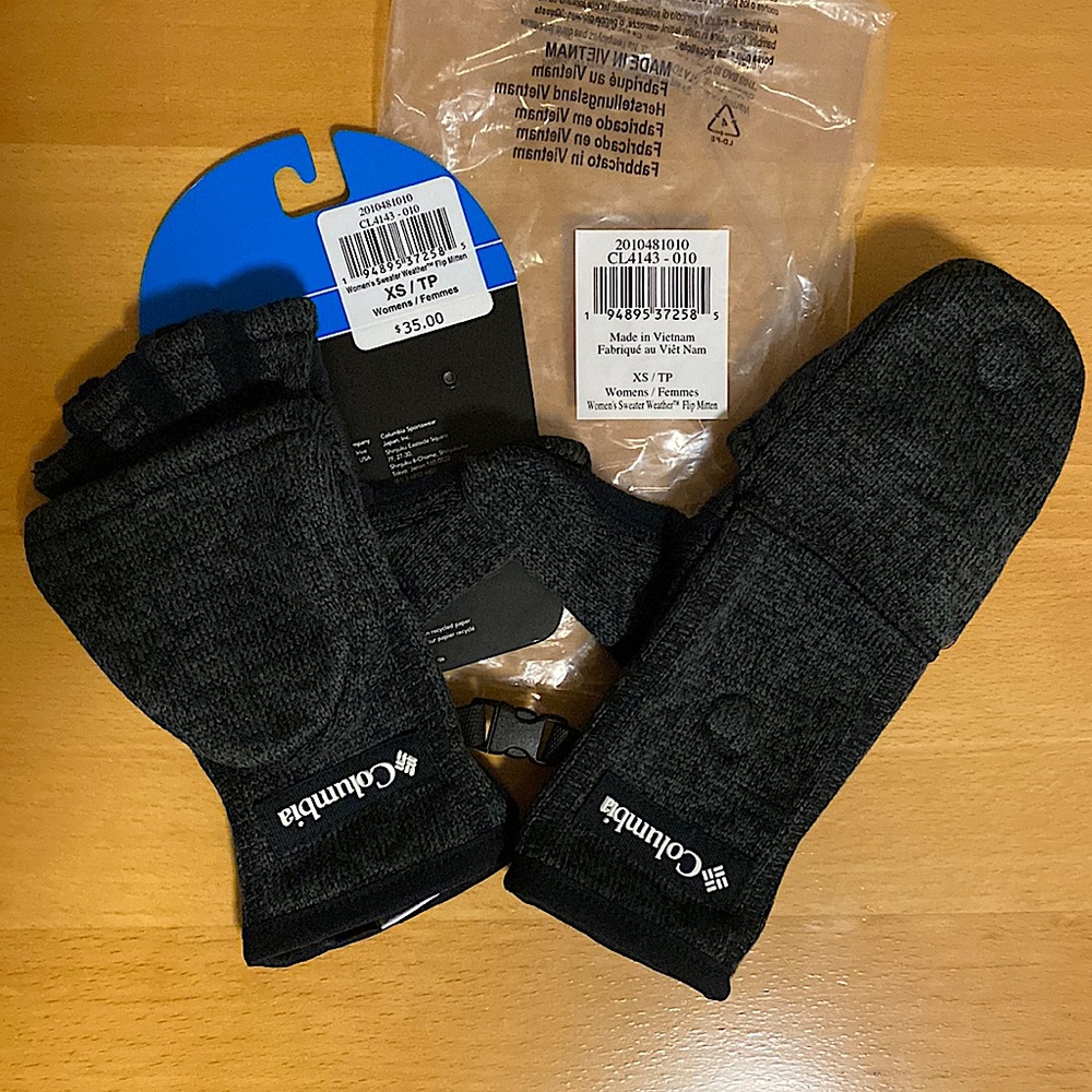 Columbia Black-Gray Flip Mitten - Women’s XS